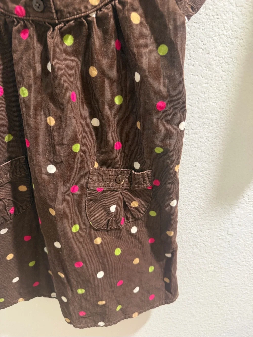 Carter's Brown Corduroy Dress with Multicolor Polka Dots